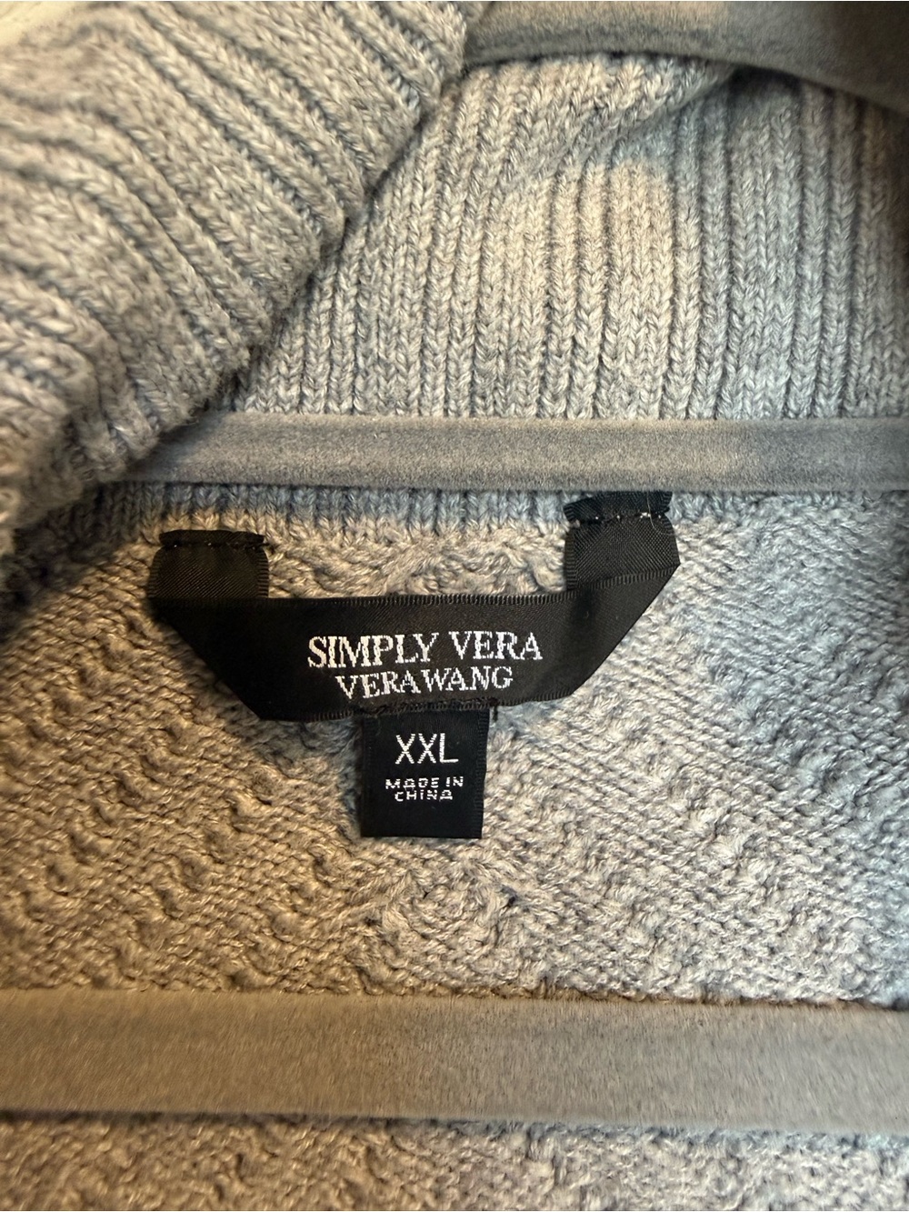 Simply Vera Vera Wang Gray Waterfall Ribbed Cardigan Wrap Cowl Neck - Picture 6 of 7
